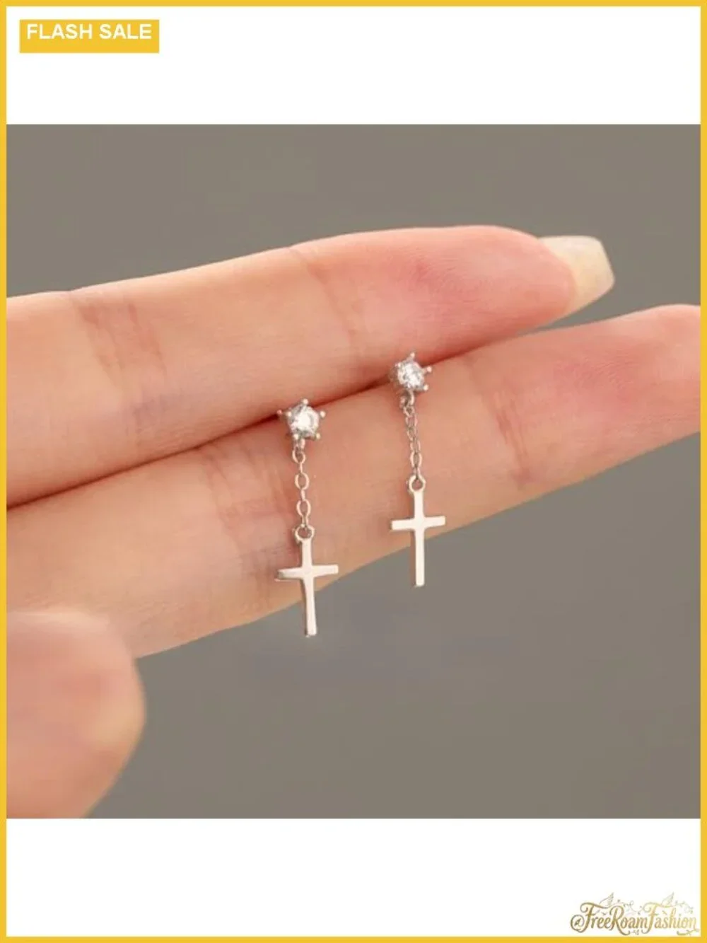 925 Sterling Silver 14K Gold Plated Cross Hoop Dangle Earrings for Women Mother